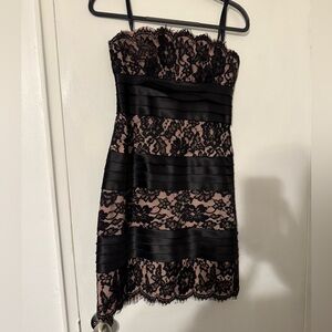 Sexy Black Lace BCBG Strapless Dress